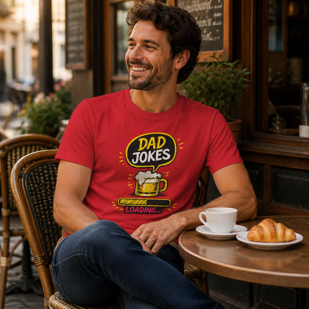 Funny Dad Jokes Loading T-Shirt, Beer Graphic Humor Tee, 100% Cotton Unisex