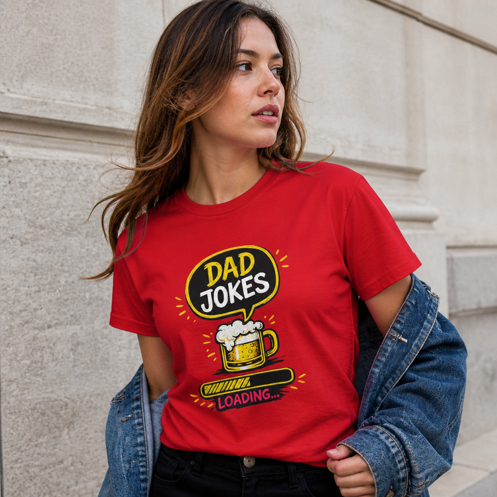 Funny Dad Jokes Loading T-Shirt, Beer Graphic Humor Tee, 100% Cotton Unisex