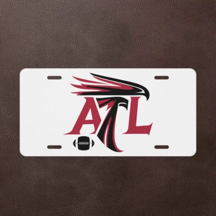 Atlanta Falcons License Plate – White ATL Logo 6x12 Aluminum Car Tag