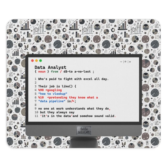 Data Analyst Mouse Pad – Funny Gift for Data Scientists & Excel Enthusiasts