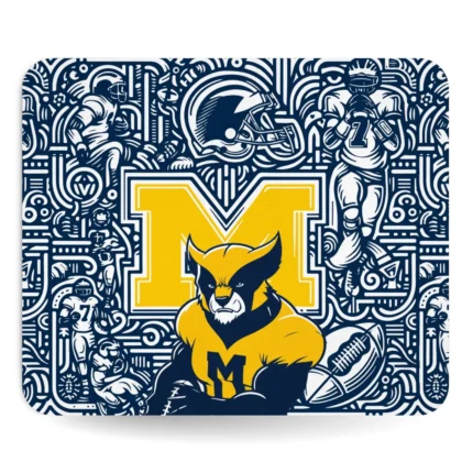 Michigan Wolverines Football Mouse Pad – 9″ x 7.5″, Non‑Slip Rubber Base