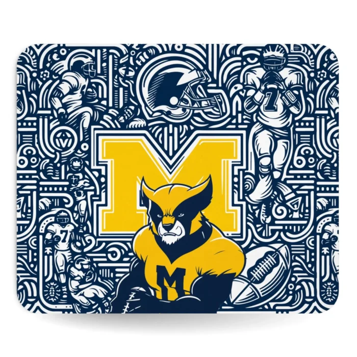 Michigan Wolverines Football Mouse Pad – 9″ x 7.5″, Non‑Slip Rubber Base