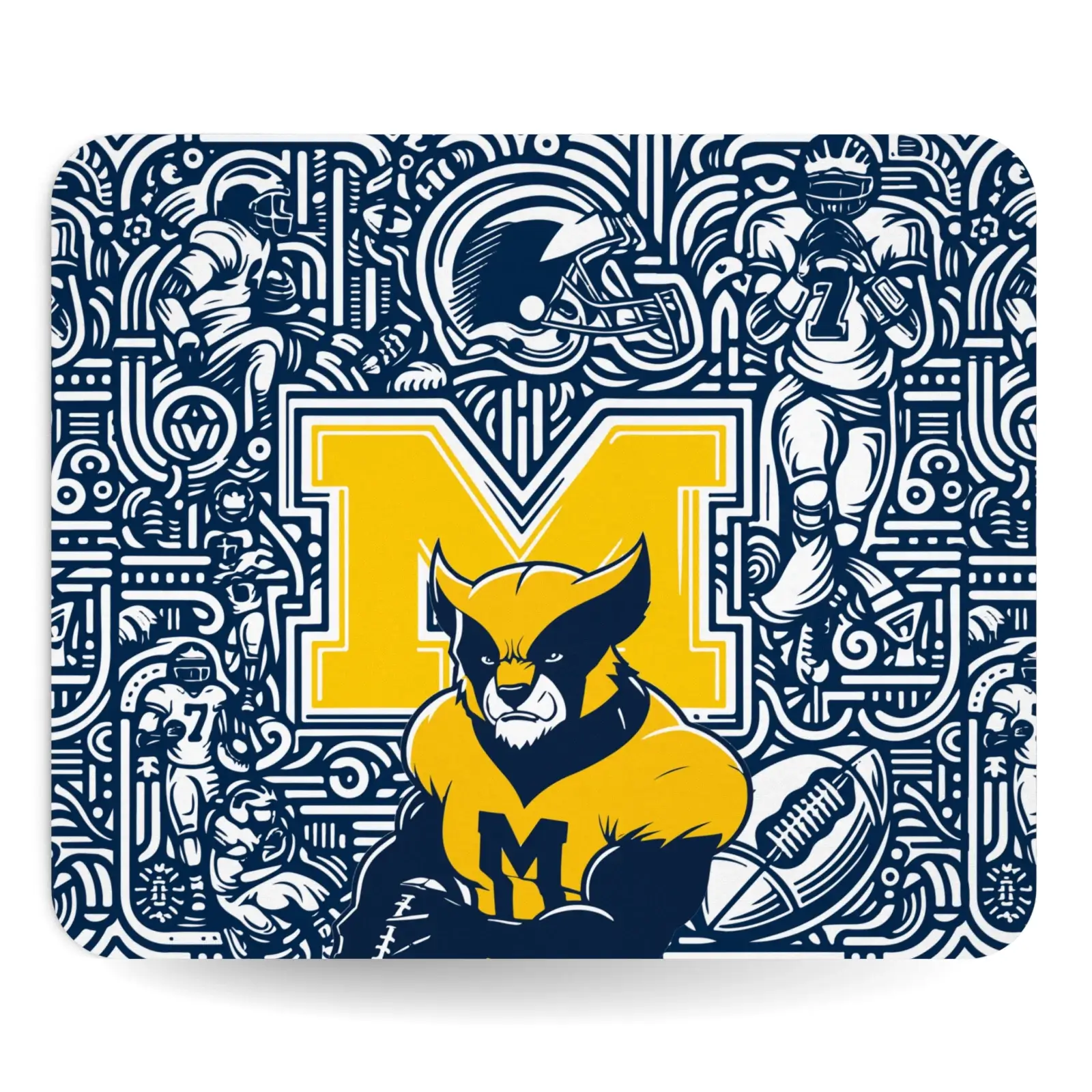 Michigan Wolverines Football Mouse Pad – 9″ x 7.5″, Non‑Slip Rubber Base Michigan Wolverines Football Mouse Pad – 9″ x 7.5″, Non‑Slip Rubber Base
