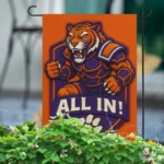 Clemson Tigers Garden Flag 12"x18" Double-Sided Outdoor Banner ALL IN Mascot