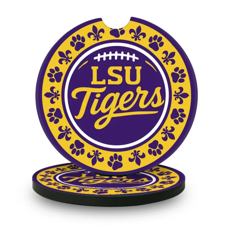 LSU Tigers Car Coasters | 2-Pack Cup Holder | Geaux Tigers