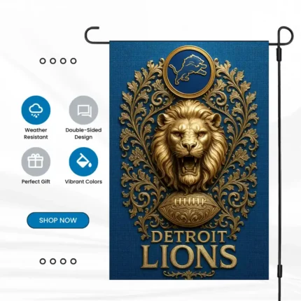 Detroit Lions Garden Flag 12"x18" NFL Double-Sided Outdoor Yard Banner Fan Decor