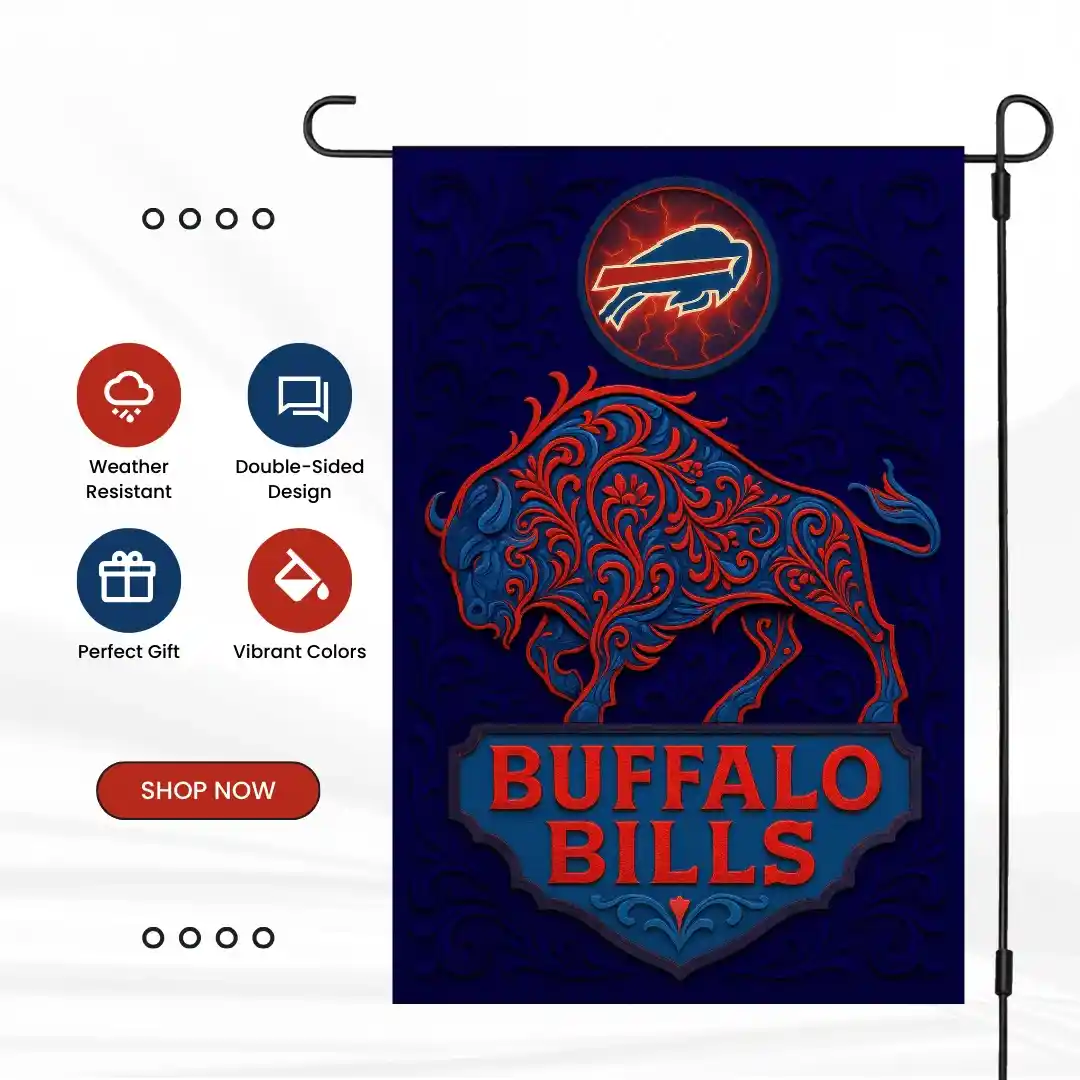 Buffalo Bills Garden Flag 12"x18" NFL Yard Banner Double-Sided Outdoor Fan Decor Buffalo Bills Garden Flag 12"x18" NFL Yard Banner Double-Sided Outdoor Fan Decor