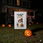 Cute Ghost Garden Flag – Funny Halloween Yard Decor with Pumpkin & Fall Coffee – - Image 2