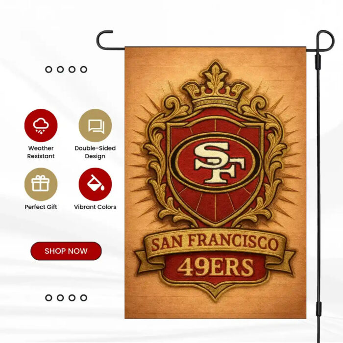 San Francisco 49ers Garden Flag 12"x18" NFL Double-Sided Outdoor Yard Banner Dec - Image 2