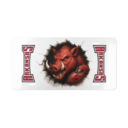 Arkansas Razorbacks License Plate – Woo Pig Sooie 6"x12" Aluminum Car Tag