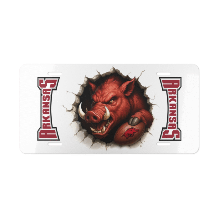 Arkansas Razorbacks License Plate – Woo Pig Sooie 6"x12" Aluminum Car Tag