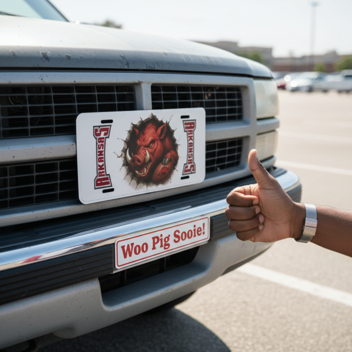 Arkansas Razorbacks License Plate – Woo Pig Sooie 6"x12" Aluminum Car Tag - Image 8