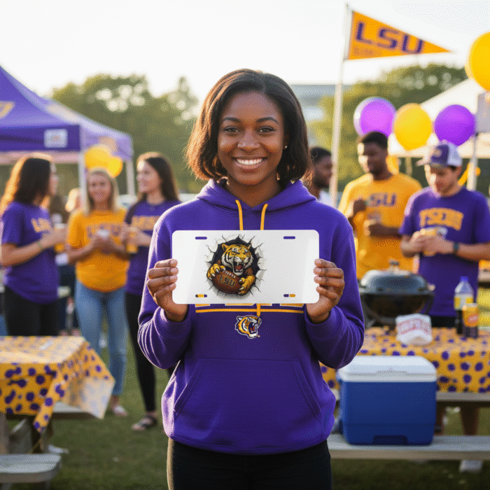LSU Tigers License Plate 6"x12" Aluminum Car Tag | Metal Front Plate for Fans - Image 2