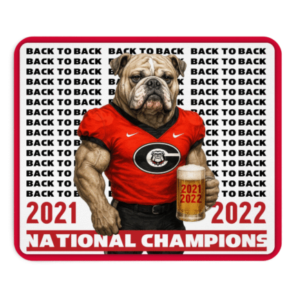 Georgia Bulldogs Mouse Pad – 2021–2022 Back-to-Back Champions | 9x7.5" Red Black