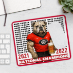 Georgia Bulldogs Mouse Pad – 2021–2022 Back-to-Back Champions | 9x7.5" Red Black - Image 2