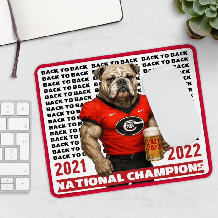 Georgia Bulldogs Mouse Pad – 2021–2022 Back-to-Back Champions | 9x7.5" Red Black - Image 2