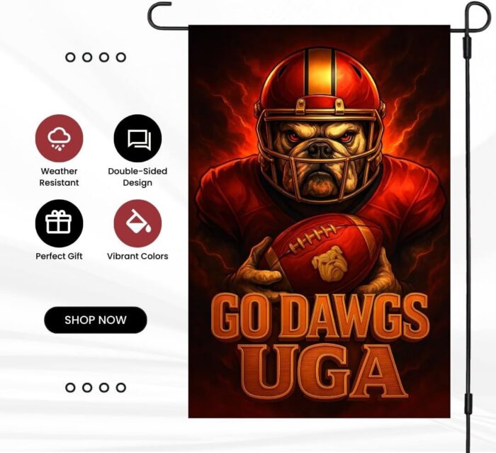 Georgia Bulldogs Garden Flag 12"x18" GO DAWGS UGA Double-Sided Football Sign - Image 3