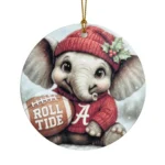 Alabama Crimson Tide Christmas Ornament – Roll Tide Elephant Metal Decor
