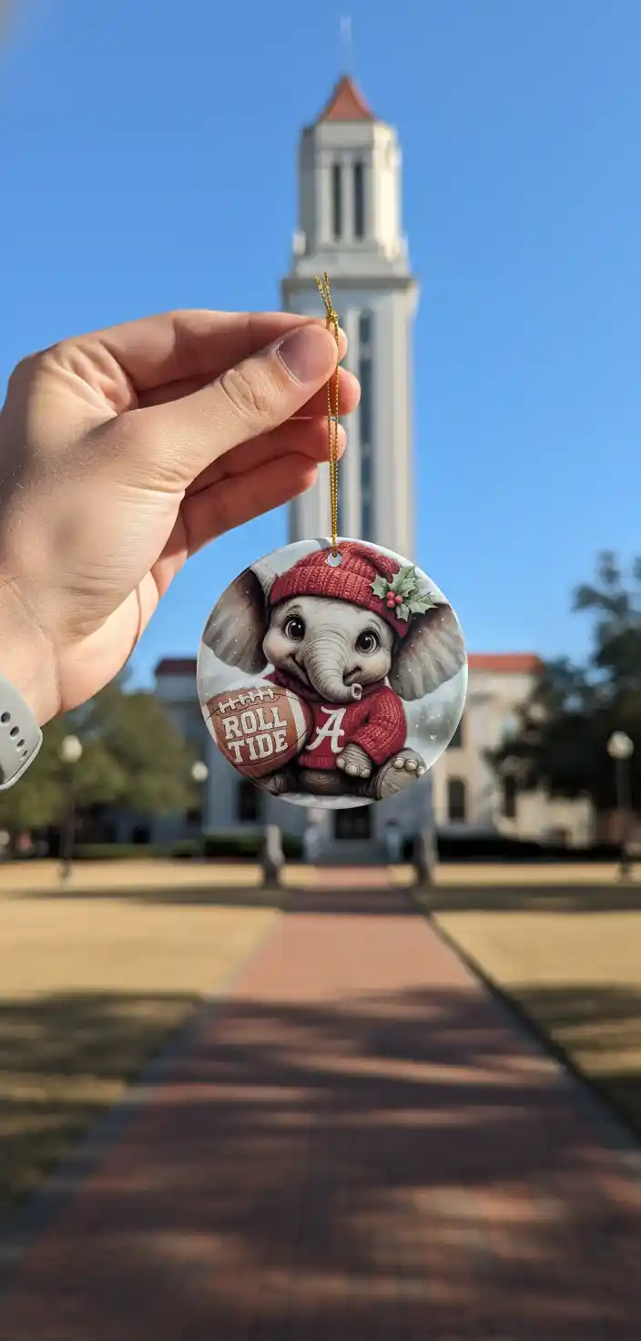 Alabama Crimson Tide Christmas Ornament – Roll Tide Elephant Metal Decor Alabama Crimson Tide Christmas Ornament – Roll Tide Elephant Metal Decor