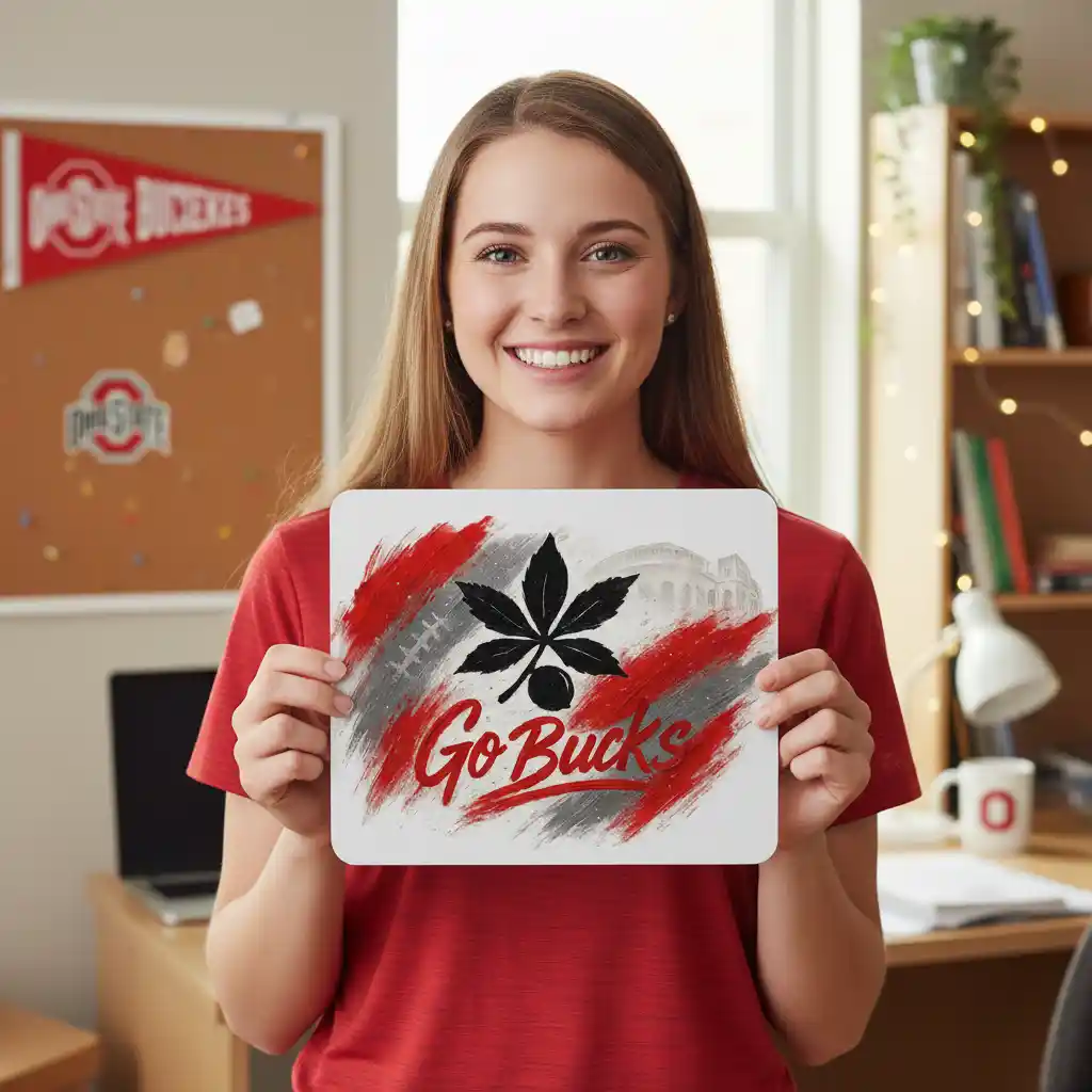 MosaferAds_Buckeye_Spirit_Mouse_Pad_1_A (4) Ohio State Buckeyes Mouse Pad 9.5"x8" | Go Bucks Fan Gift - Desk Accessory - Image 2
