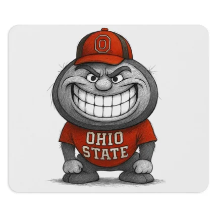 Ohio State Buckeyes Mouse Pad – 9.5x8 Scarlet & Gray Grinning Mascot Desk Mat