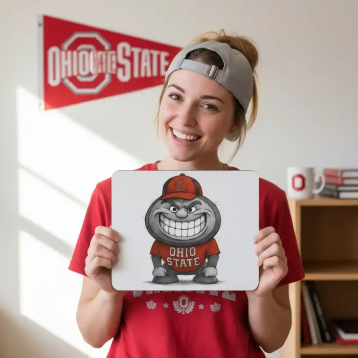 Ohio State Buckeyes Mouse Pad – 9.5"x8" | Scarlet & Gray Grinning Mascot Desk Mat - Image 5