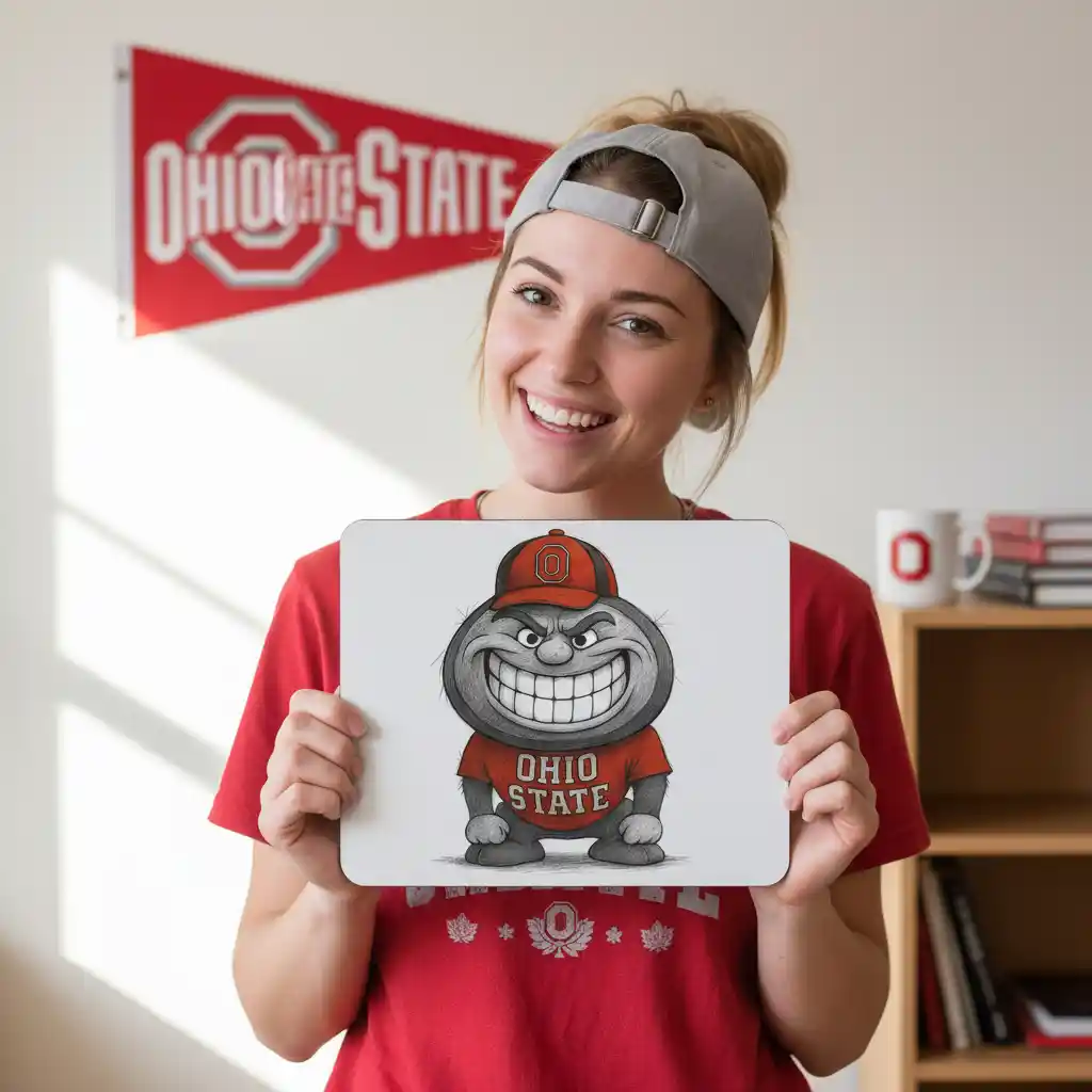 Ohio State Buckeyes Mouse Pad – 9.5x8 Scarlet & Gray Grinning Mascot Desk Mat (11) Ohio State Buckeyes Mouse Pad – 9.5"x8" | Scarlet & Gray Grinning Mascot Desk Mat - Image 5