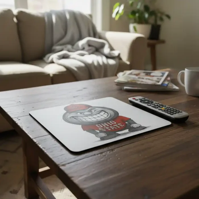 Ohio State Buckeyes Mouse Pad – 9.5"x8" | Scarlet & Gray Grinning Mascot Desk Mat - Image 2