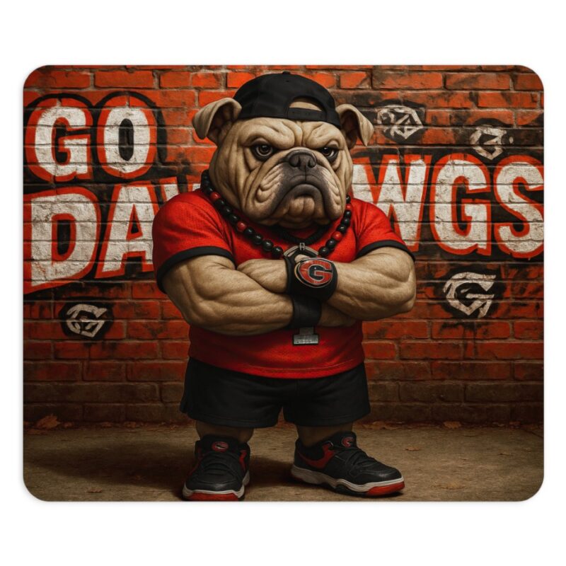 Urban Bulldog Fan Mouse Pad - Go Dawgs Graffiti Design - Non-Slip Gaming & Office Mat