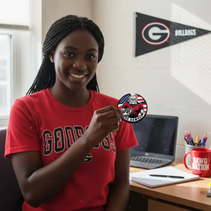 2.75 inch absorbent rubber car coasters - Go Dawgs theme