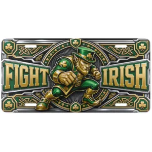 Notre Dame License Plate Fighting Irish Flat Print Aluminum Front Car Tag for Fans