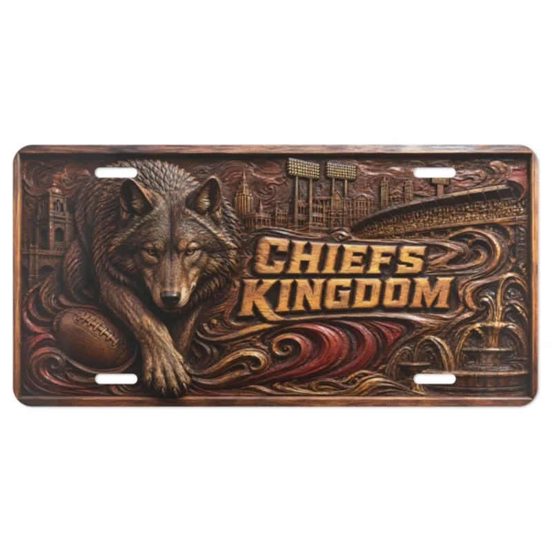 Kansas City Chiefs Chiefs Kingdom Flat Printed License Plate Football Car Tag