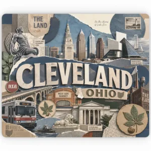 Cleveland Ohio Mouse Pad City Skyline Lake Erie Desk Mat for Local Pride