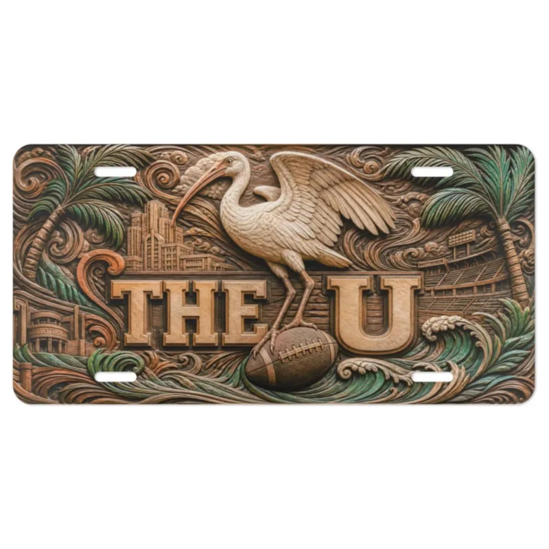 Miami Hurricanes The U Flat Printed Aluminum License Plate Car Tag