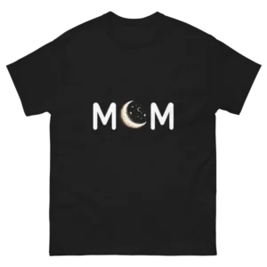 Mom Crescent Moon T Shirt Celestial Cotton Graphic Tee for Mothers and Mother’s Day Gifts - Black