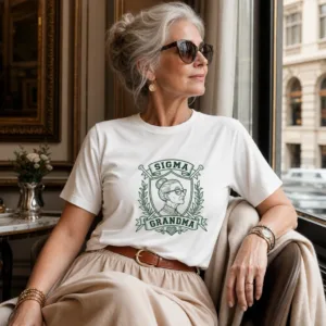 Sigma Grandma Shirt, Funny Crest Graphic Tee for Nana and Grandmother Gifts