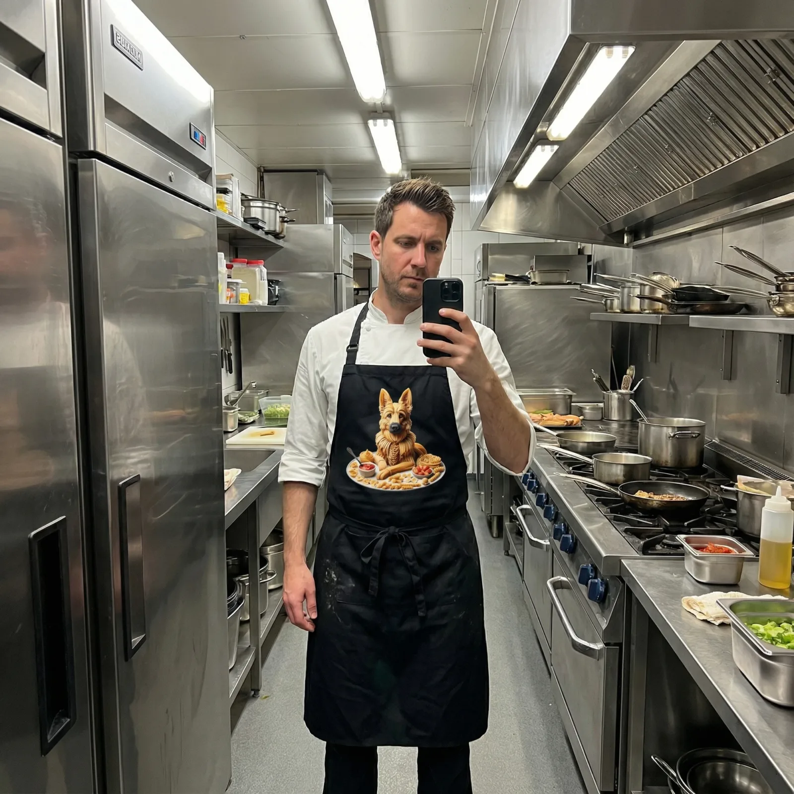 Pasta Animal Unisex Bib Apron with Pockets, 12 Design Choices - German Shepherd