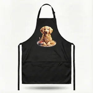 Pasta Animal Unisex Bib Apron with Pockets, 12 Design Choices - Golden Retriever