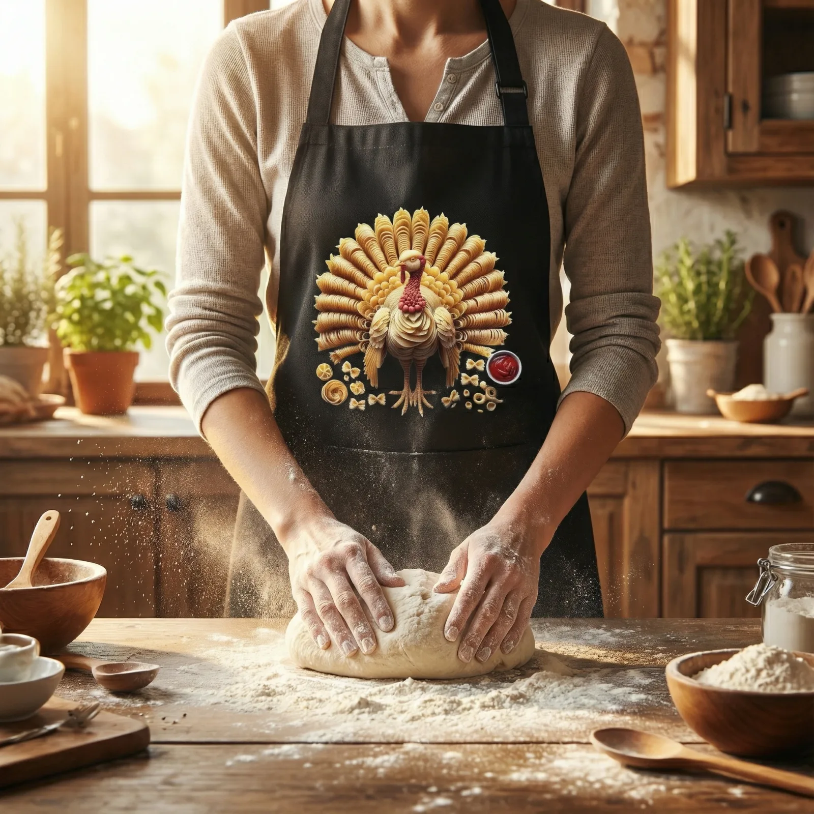 Pasta Animal Unisex Bib Apron with Pockets, 12 Design Choices - Turkey