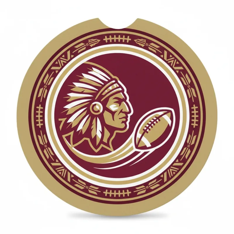 FSU Garnet & Gold Warrior Car Coaster – Native American Chief Design