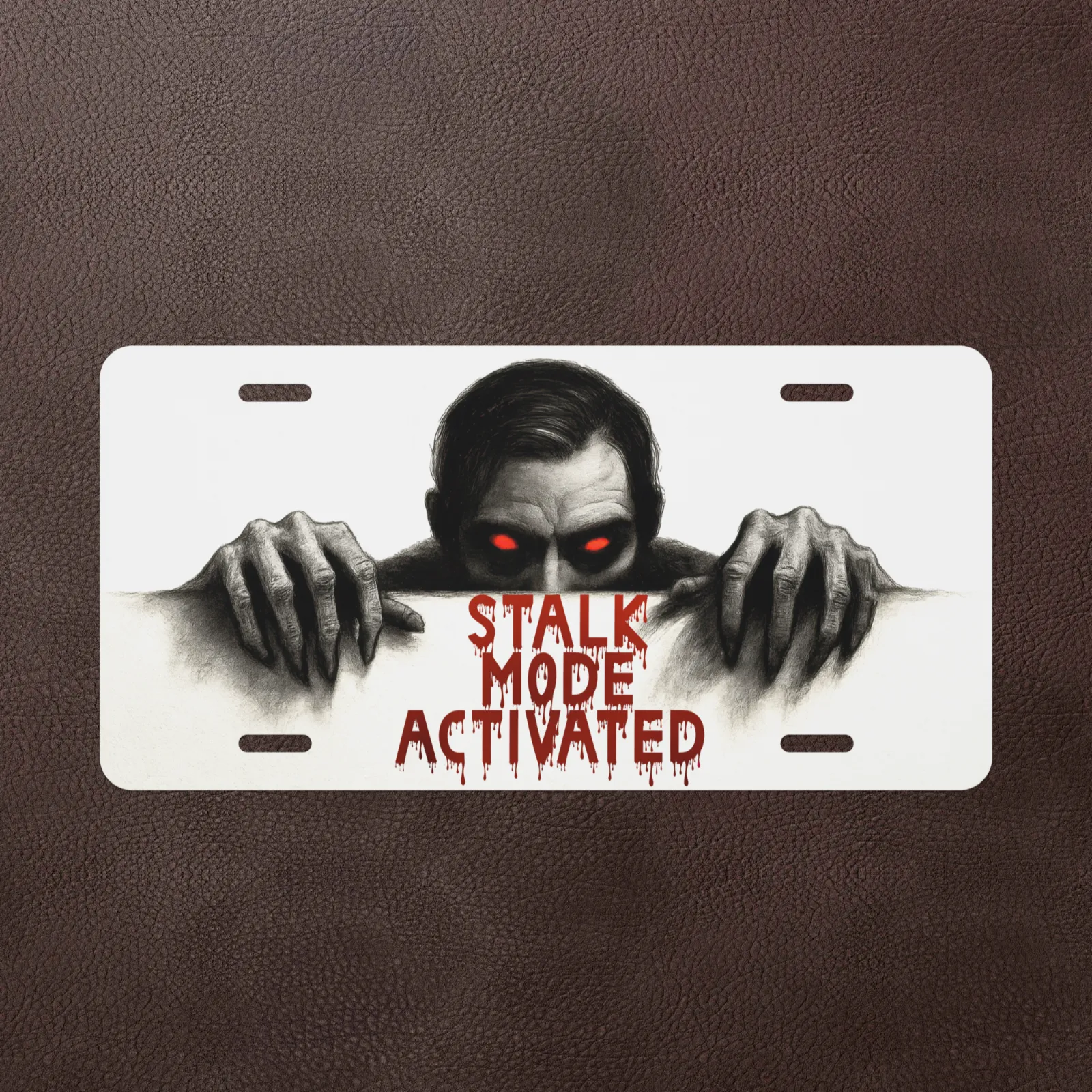 Scary Halloween Gift | Creepy Stalk Mode License Plate | Spooky Auto Front Tag - Image 2