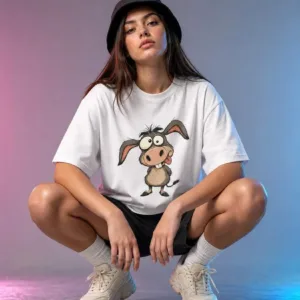 Funny Cartoon Donkey Graphic T Shirt for Animal Fans