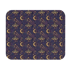 Celestial Moth Desk Mat - Witchy Moon & Botanical Gaming Pad
