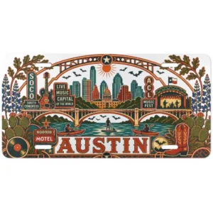Aluminum Austin Texas Decorative Metal Plate Flat Print City Pride Auto Accessory Rust Proof Waterproof Gloss Finish