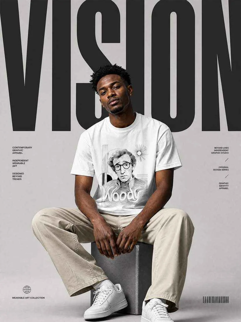 Woody Allen Portrait Graphic Tee in 100% US Cotton - Image 3