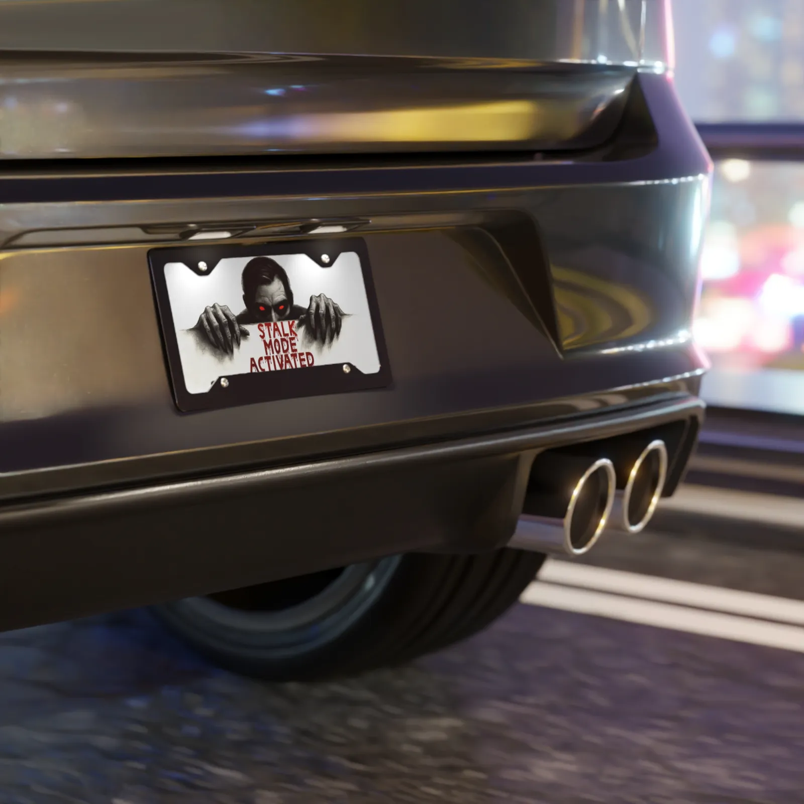 Scary Halloween Gift | Creepy Stalk Mode License Plate | Spooky Auto Front Tag - Image 5