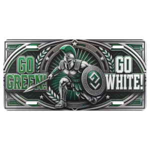 Michigan State Spartans Car Tag, Go Green Go White Aluminum Vanity Plate