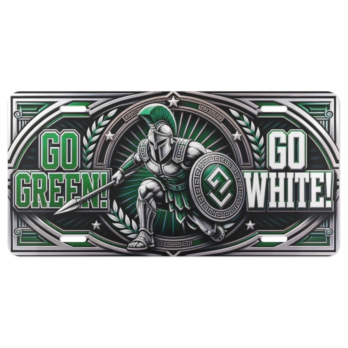 Michigan State Spartans Car Tag, Go Green Go White Aluminum Vanity Plate