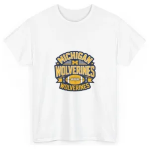 Michigan Wolverines Football Graphic T-Shirt, Unisex White Gildan 5000