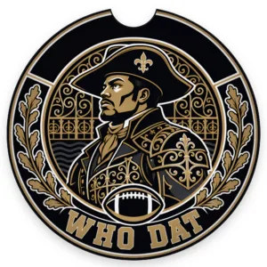 New Orleans Saints Who Dat Car Coasters Set of 2 Black Gold Rubber